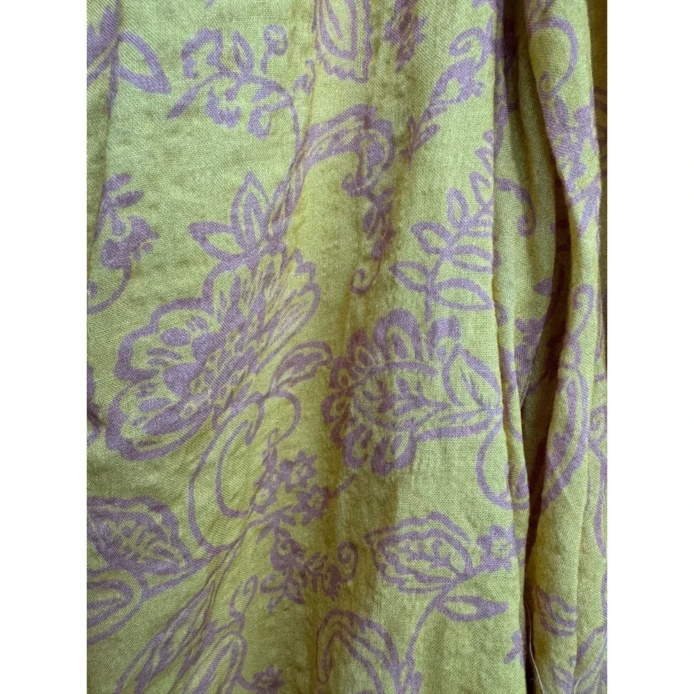 By Together Imogene Paisley Floral Blouse Top Women's Small Yellow Pink Tassels‎ - Picture 3 of 10